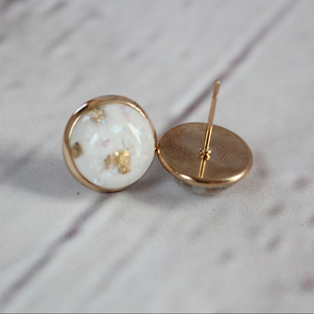 ⭐️Last Pair⭐️ Fire Opal Gold Stud Earrings - Picture 2 of 2